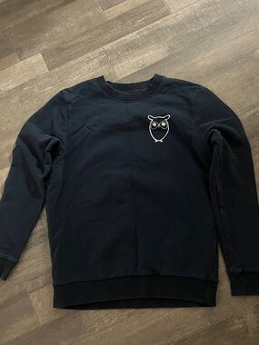 Men's Crewneck Sweatshirt with Embroidered Owl - Navy